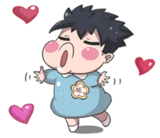 😘 啊啊啊啊啊 cartoon, animated, happy, excited, cheerful, cute, hearts telegram sticker