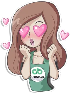 😍 COINBAR cartone animato, cuori, amore, eccitato/a, femminile, coinbar telegram sticker