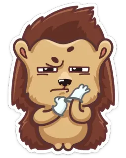 😑 hedgehog, cartoon, gloves, suspicious, animal, emoji telegram sticker