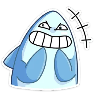 😬 kartun, stiker, marah, hiu whatsapp sticker