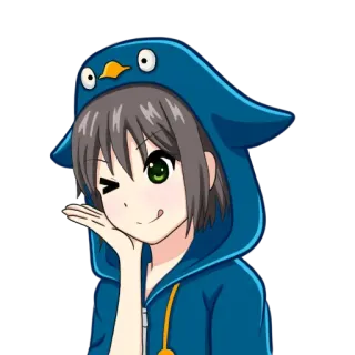 😜 Anime, Fille, Pingouin, Dessin animé, Mignon whatsapp sticker