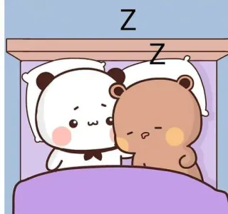 👩‍❤️‍👨 sommeil, lit, mignon, ours, dormir telegram sticker