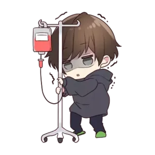 😨 anime, sick, hospital, iv drip, cartoon, character telegram sticker