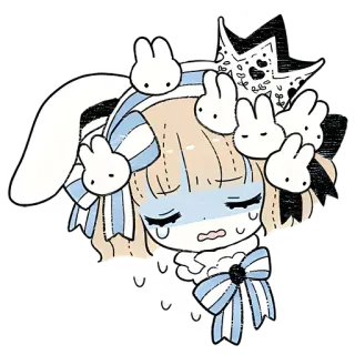 😩 bunny, cute, kawaii, illustration, character, sticker telegram sticker