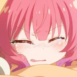 😭 Anime, weinen, traurig, Tränen, Mädchen, pinke Haare telegram sticker