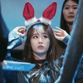 🥀 woman, bunny ears, girl, headband, pretty, asian whatsapp sticker