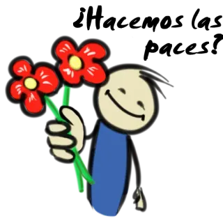 🌺 desenho animado, flores, sorrindo, boneco palito, fofo telegram sticker