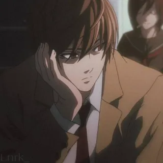 🌟 Light Yagami Death Note anime, character, student, thinking, manga telegram sticker