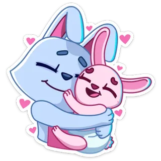 🥰 coniglio, carino, animali, amore, abbraccio, adesivo whatsapp sticker