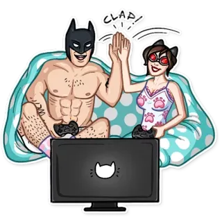 ✋️ Batman CLAP! batman, catwoman, gaming, high five, cartoon, paar telegram sticker