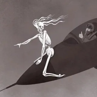 💀 esqueleto, caça, piloto, morte, avião telegram sticker