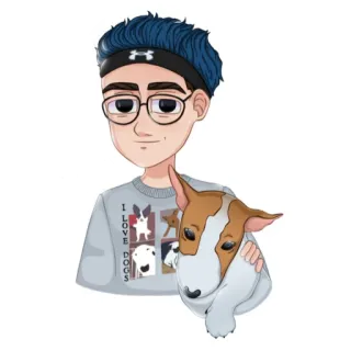 🐶 I LOVE DOGS dibujos animados, perro, mascota, persona, gafas, suéter telegram sticker