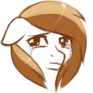 😢 menangis, sedih, poni, emosional, kartun, anime telegram sticker