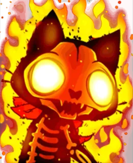 🔥 gato, fogo, esqueleto, halloween, assustador, monstro, animal de estimação telegram sticker