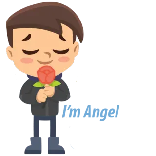 🌹 ragazzo, rosa, fiore, cartone animato, carino, bambino whatsapp sticker