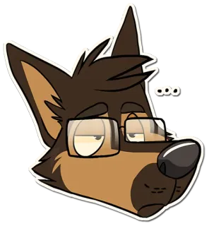 😒 ... Hund, Fell, Cartoon, Brille, Aufkleber telegram sticker