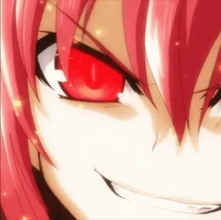 🔥 anime, red eyes, evil smile, female character, cartoon telegram sticker