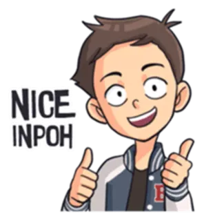 👍 NICE INPOH 漫画, いいね, 男の子, ステッカー telegram sticker