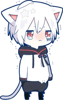 😢 アニメ, 猫, ちび, かわいい, 可愛い, 悲しい, 泣き whatsapp sticker