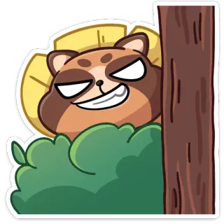 😑 tanuki, animal, lindo, anime, dibujos animados, sonriendo, escondido whatsapp sticker