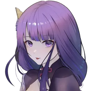 😛 Raiden Shogun Genshin Impact Anime, Videojuego, Pelo morado, Personaje, Mujer, Genshin Impact, Raiden Shogun telegram sticker