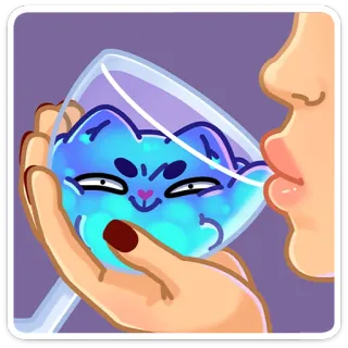 🍷 gato, vino, alcohol, bebida, lindo, gracioso, vaso telegram sticker