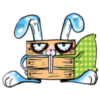 🌙 กระต่าย, สัตว์, ตลก, การ์ตูน, สติกเกอร์, ตัวละคร, สีน้ำเงิน telegram sticker