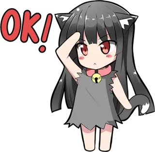 👌 OK! Аниме, Девушка-кошка, Манга, Милый, Кавай, Ок telegram sticker
