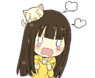 😩 อนิเมะ, แมว, ร้องไห้, โกรธ, น่ารัก, การ์ตูน telegram sticker