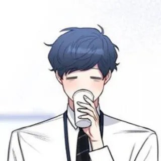 😴 Anime, Uomo, Bevendo, Caffè, Ritratto telegram sticker