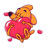 ❤️ cane, cuore, amore, animale, carino, cartone animato telegram sticker