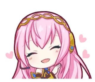 🌟 Megurine Luka Anime, Vocaloid, Fofo, Cabelo rosa, Chibi, Corações, Sorrindo whatsapp sticker