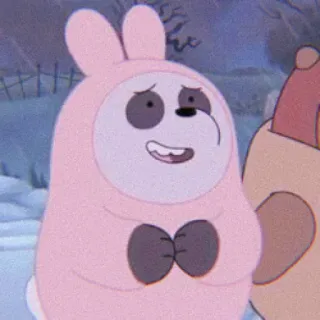 🧸 Ice Bear We Bare Bears мультфильм, медведь, заяц, розовый, комбинезон, милый whatsapp sticker