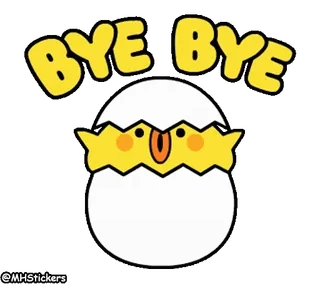 👋 BYE BYE ลูกไก่, ลูกนก, ไข่, บ๊ายบาย, ลาก่อน, ลูกนก, การ์ตูน, สัตว์ telegram sticker