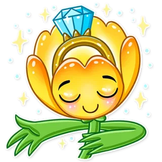 😌 bunga, cincin tunangan, imut, kartun, perayaan, cinta, pernikahan whatsapp sticker