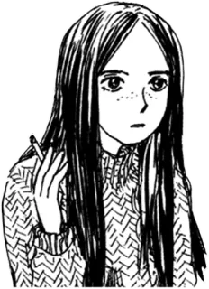 😒 Курение, Сигарета, Женщина, Манга, Аниме, Искусство, Иллюстрация telegram sticker
