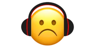 ☹️ Эмодзи, Грустный, Наушники, Слушает, Музыка telegram sticker