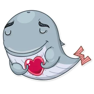 ❤️ wal, herz, tier, liebe, süß, cartoon telegram sticker