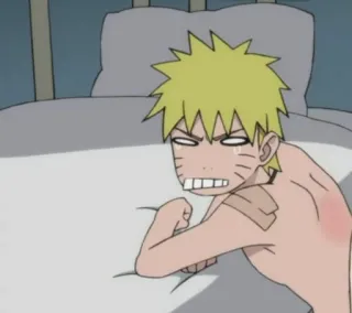 🍥 Naruto Аниме, Раненый, Больница, Кровать, Мультфильм telegram sticker