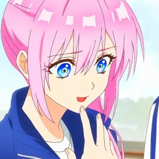 🙂 Anime, Fille, Cheveux roses, Dessin animé, Mignon, Femme, Personnage telegram sticker