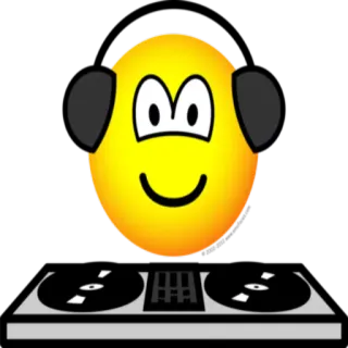🎧 DJ, música, smiley, fones de ouvido, toca-discos, entretenimento, desenho animado telegram sticker