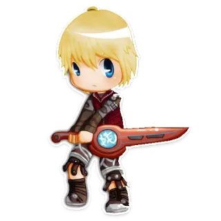😋 Shulk Xenoblade Chronicles anime, video game, character, sword, xenoblade chronicles, shulk, chibi telegram sticker