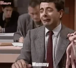 😞 Mr. Bean Mummy sad, crying, funny, comedy, tv show whatsapp sticker