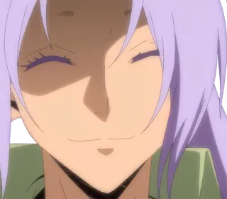 👿 anime, smiling, light purple hair telegram sticker