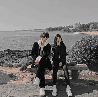 🤔 couple, mode, plage, océan, lunettes de soleil, mode coréenne telegram sticker