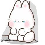 😢 @FarsiSticker bunny, sad, crying, kawaii, cute, tears, white whatsapp sticker