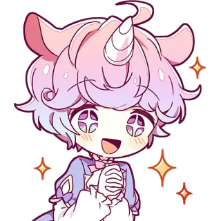 🤩 애니메이션, 귀여운, 카와이, 치비, 반짝이, 분홍색, 보라색 telegram sticker