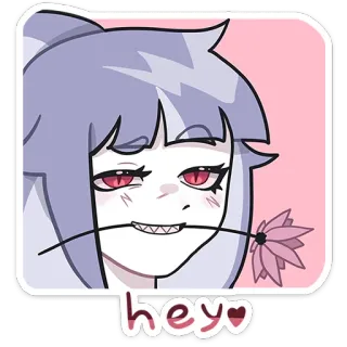 😥 hey lindo, dibujo animado, flor, saludo, arte digital telegram sticker