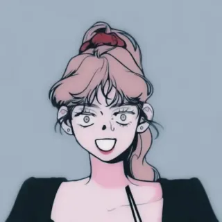 🎐 mulher, retrato, desenho animado, cabelo rosa, feminino, sorriso, brincos telegram sticker