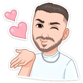😉 desenho animado, homem, corações, piscadela, beijo whatsapp sticker